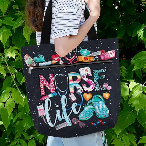 84hoods Large Waterproof Tote Bag with Pockets and Zipper for Work. Gift for Nurse. Shoulder Bag for Women. - Image 6