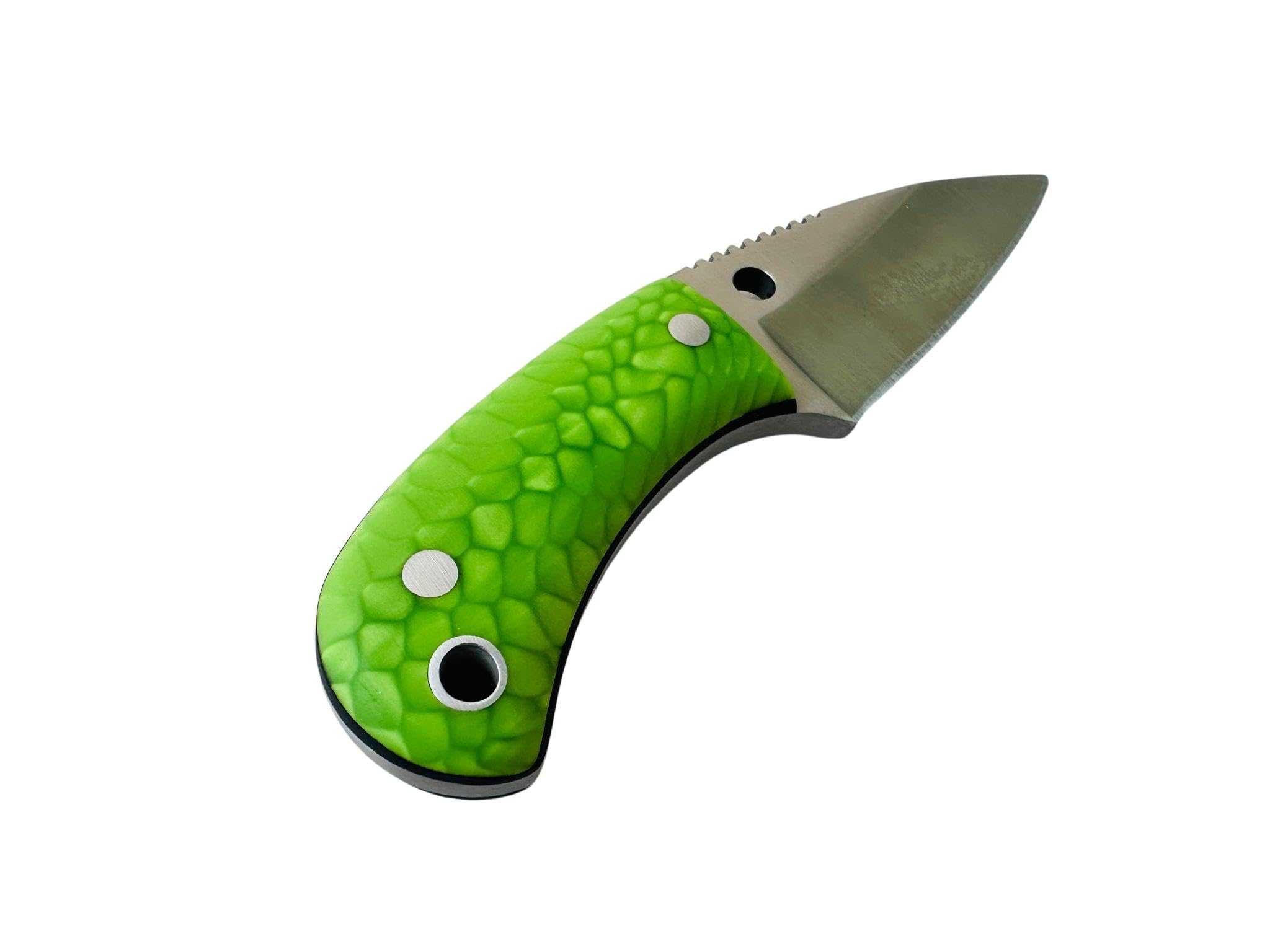 Cudeman Nuevo Cuchillo de Cuello Yoda 200-JV Cuero Hoja de Acero Böhler N-695 y empuñadura de juma verde serpiente de 5,8 cm para Caza, Pesca, Supervivencia y bushcraft + Portabotellas Regalo