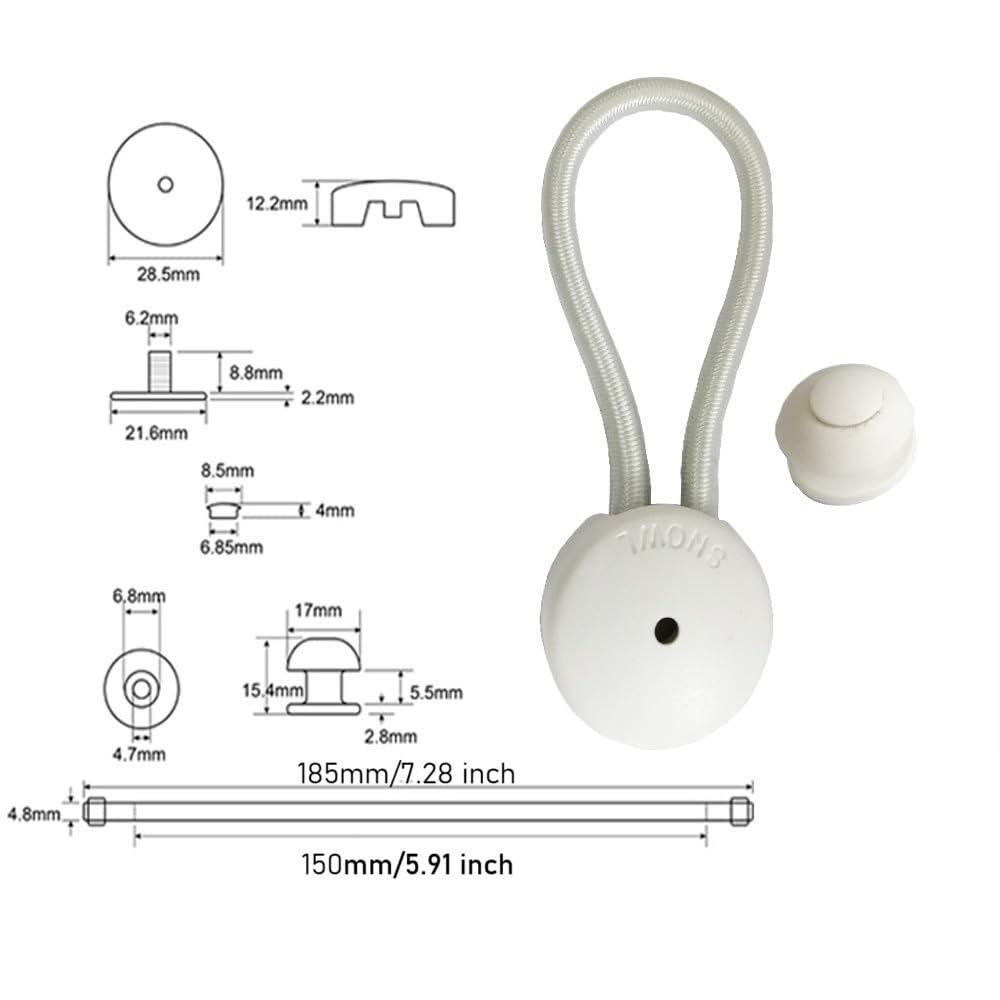 Lot De 10 Ensembles De Boucles élastiques Et Boutons Pour Bâche - Fixation Marine Pour Bateau, Voiture, Camping-car - Nylon Et Acier