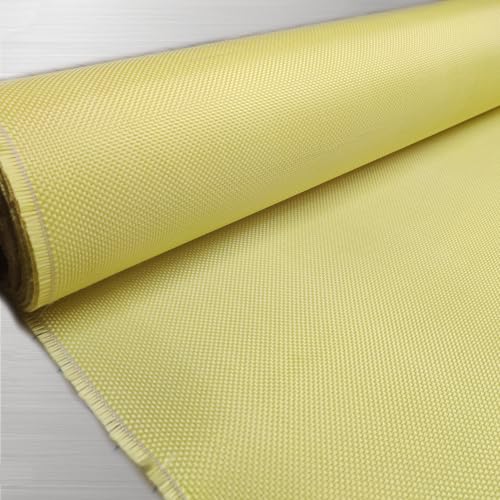 Tela tejida de aramida de alta resistencia, 400 g/m², para aramida 3000D, resistente a la temperatura, resistente a los cortes, resistente al fuego (amarillo, 81 x 91 cm)