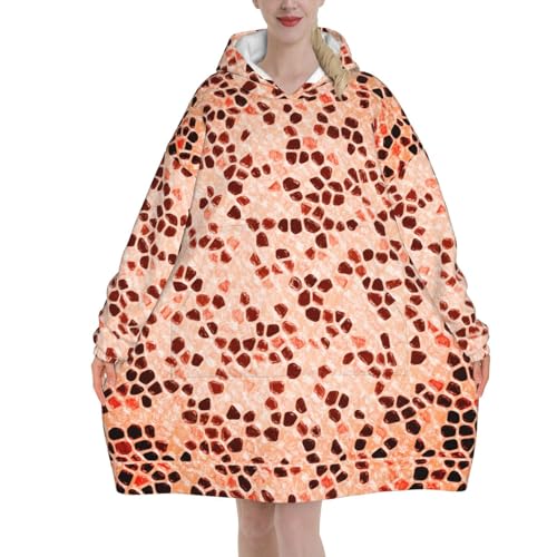 Sweat plaid flanelle orange avec manches et poches pour un hiver chaleureux