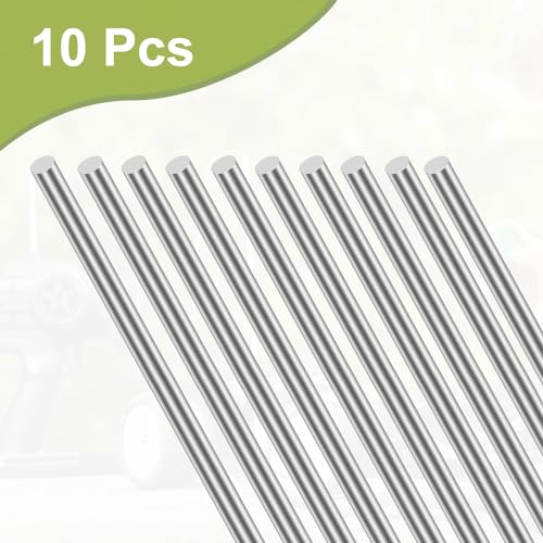 Image of 304 Stainless Steel Round Rod 6mm x 400mm, 10pcs Metal Solid Shaft Rods Lathe Bar Stock for Industry, Metal Working Hobbies and DIY Craft