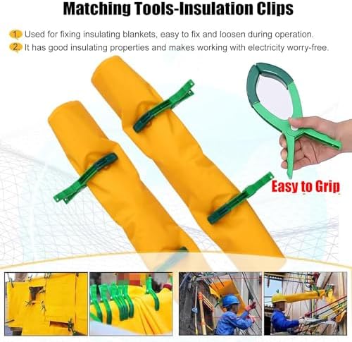 Yellow Insulation Blanket with 2 Clips - 400/1000V Electrical Safety Mat for Substations & Transformers - High Voltage Resistance (0.4KV - 40x50cm/15.7x19.7in)