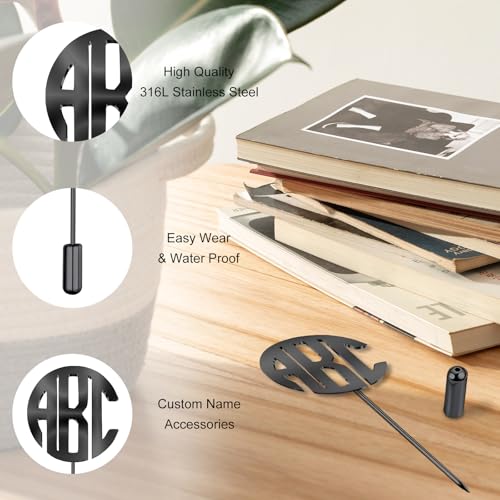Image of Custom Lapel Pin for Women Men - Name Brooch Pin Personalized Stainless Steel for Wedding Business Party - Gold /Silver /Black Customized Jewelry Gifts
