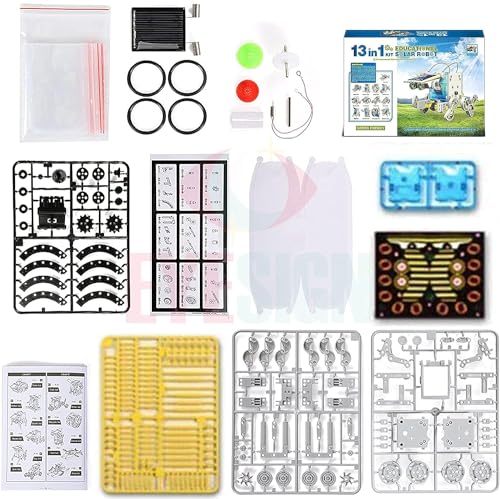 Image of STEM 13-in-1 Solar Educational Robot Kit Toys for Kids, Children, Boys & Girls Powered by The Solar Energy - Building Kit DIY Assembly Battery Operated Robotic Set