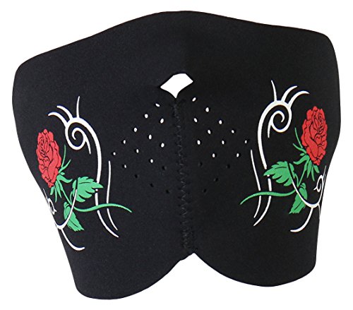 Hot Leathers Ladies Tribal Rose Neoprene Half Mask (Black) #TOP13