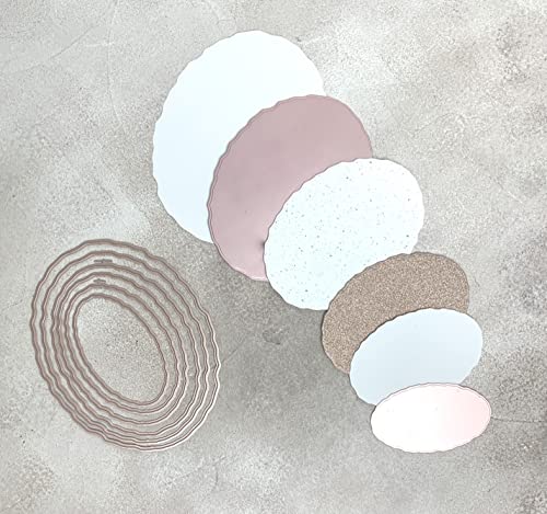 Stanzschablonen Cutting dies Ovale vintage light Büttenrand , bis 10,5x13,5 cm 6-tlg Cover