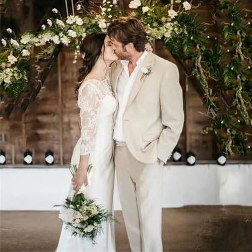 Men's Linen Suit Men 2 Piece Suit Jacket Pant Set Casual Suits for Men Groomsmen Wedding Prom Mens Summer Suits4