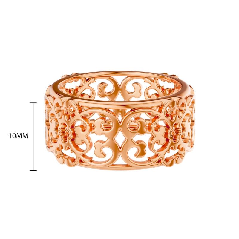 Image of Kisna Diamond & Gold Jewellery 18KT (750) Rose Gold For Women|Real Gold Band|Gold Band Women|Stylish & Simple Daily Wear Gold Band|Gift for Her, Birthday, Anniversary|Vintage Lace Gold Band S11