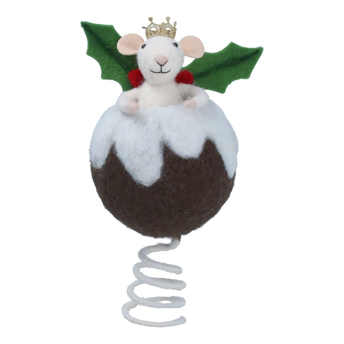 Gisela Graham Brown Felt Mouse In Christmas Pudding Tree Topper