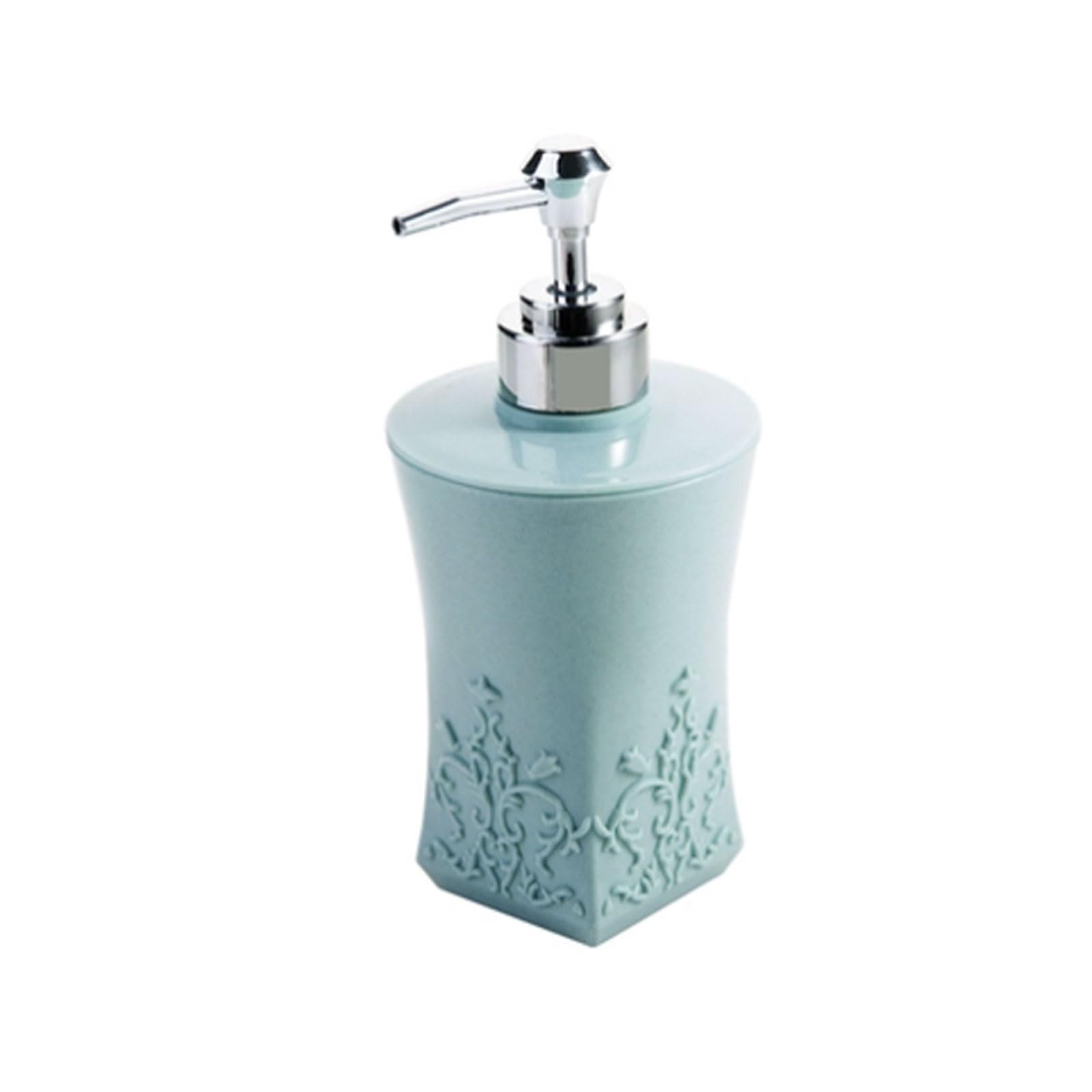 3D Carved Soap Dispenser Matte Glaze Plastic Lotion Bottle with Raised Base, Push-Type Pump for Bathroom Countertop(Blue 1)
