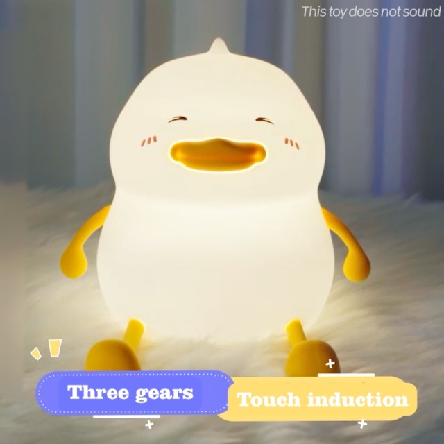 Image of LED Cute Duck Night Light, Duck Silicone Baby Night Light, Rechargeable Table Lamp, Bedside Lamp with Touch Sensor for Bedroom, Living Room, 3 Dimmable Functions