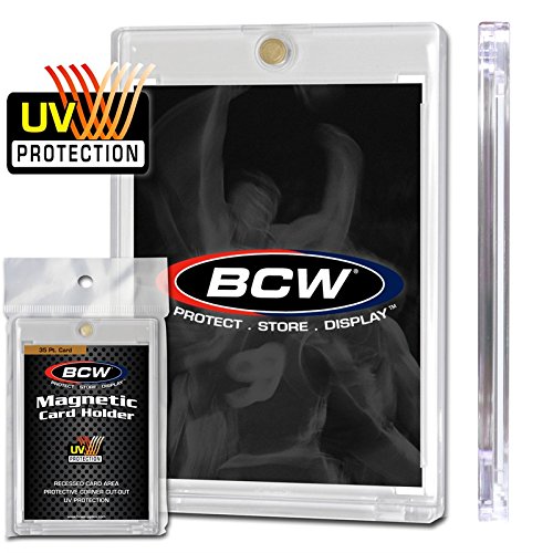 BCW Magnetic Card Holder - 35 PT Thickness - 1 Pack | Protective Display Card Case with Secure Gold Magnet Closure | UV Protection, Quick Access Design for Sports, Gaming, and Collectible Cards
