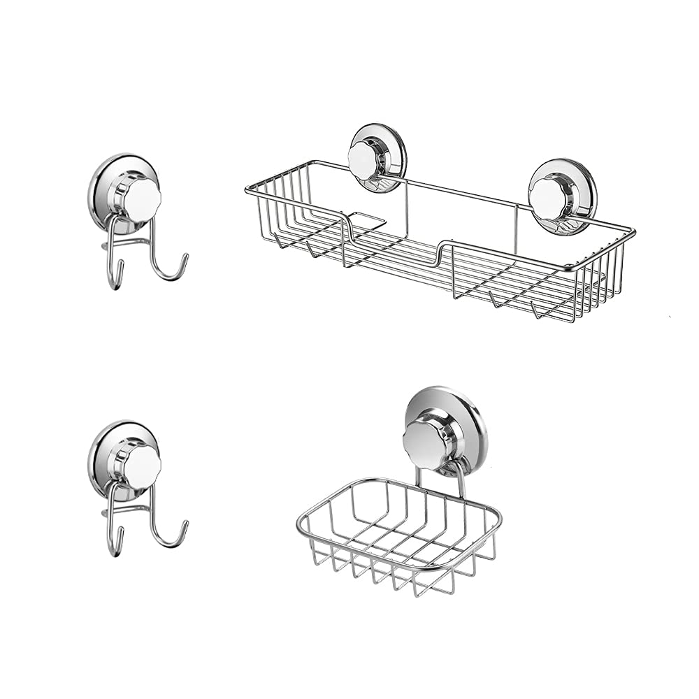 SANNO Vacuum Suction Cup Soap Dish Holder Shower Caddy Suction Hooks