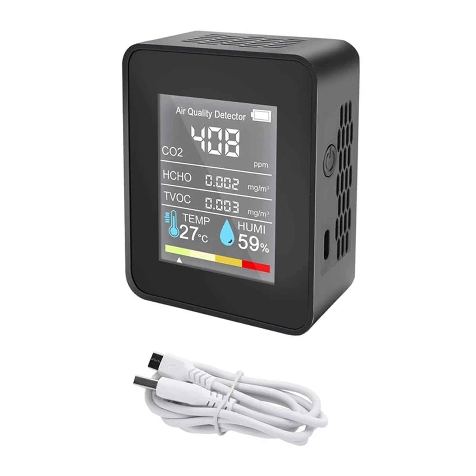 Misuratore Di CO2 5 In1 Tester Digitale Umidità Della Temperatura Rilevatore Anidride Carbonica Monitor Qualità Aria Analizzatore TVOC HCHO Rilevamento Rapido Preciso