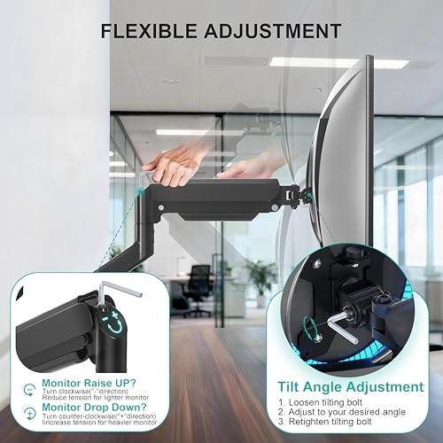 Image of WALI Monitor Arm Wall Mount for 17 to 32 Inch, GSWM001, Black | Monitor Wall Mount Holds up to 10 kg, Fully Adjustable with Swivel Tilt Rotation, Ergonomic, Space Saving, VESA 75 /100mm