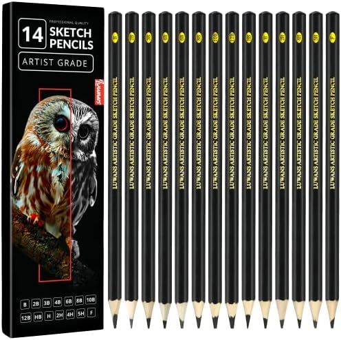 Drawing Pencils Set of 14 (B - 12B) Sketching Pencils for Drawing, Shading & Doodling | Professional Sketch Pencils Graphite Grades for Artists & Beginners