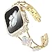 Surace Compatible with Gold Apple Watch Bands 40mm for Women, Jewelry Diamond Rhinestone Stainless Steel Metal Wristband Strap with Bling PC Protective Case for iWatch Series 6/5/4 SE, Gold/Rainbow