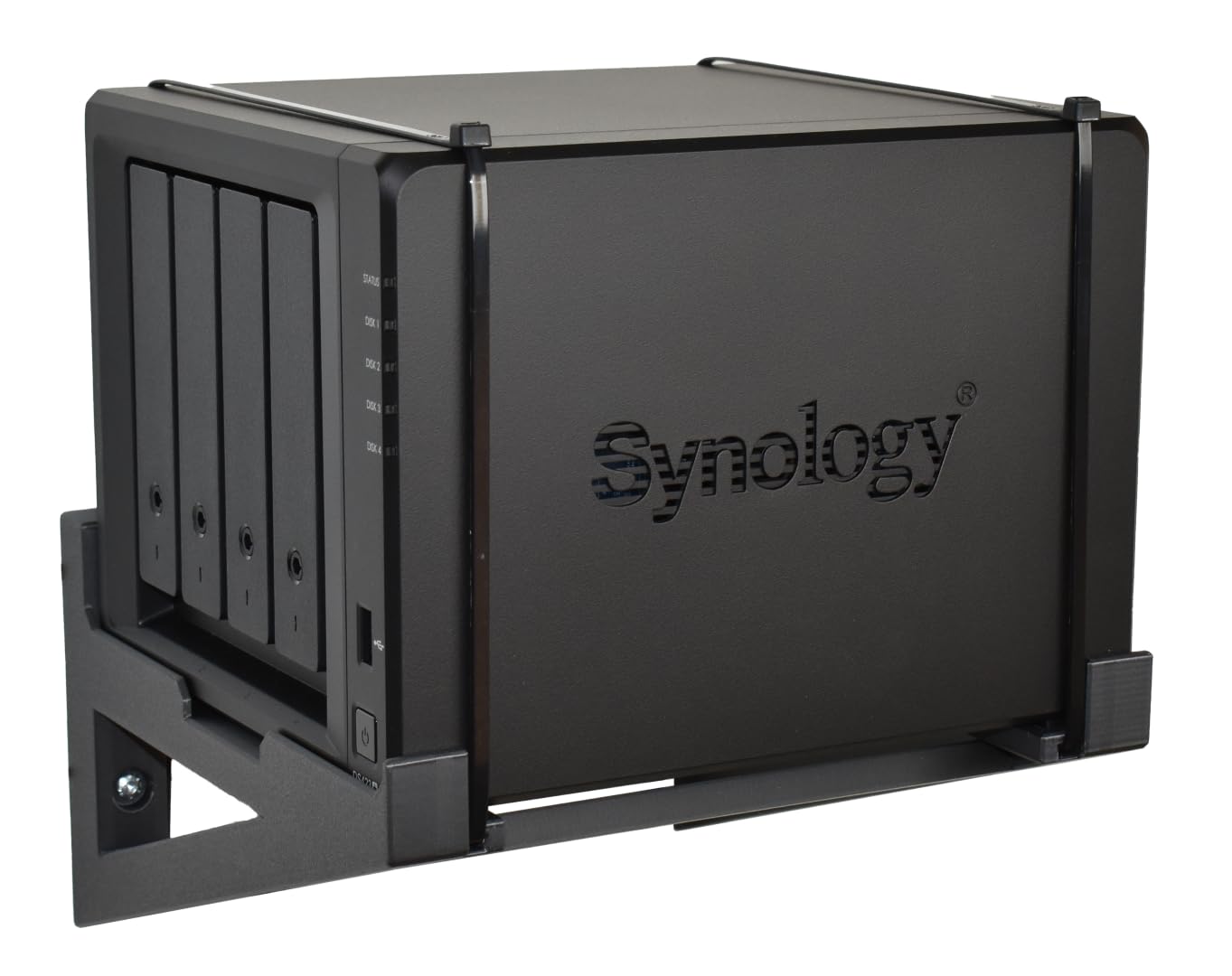 Wandhalterung passend für Synology Diskstation DS418, DS418play, DS420+, DS423+, DS425+, DS920+, DS923+, DS925+ Heavy Duty Wandkonsole inklusive Montagematerial.