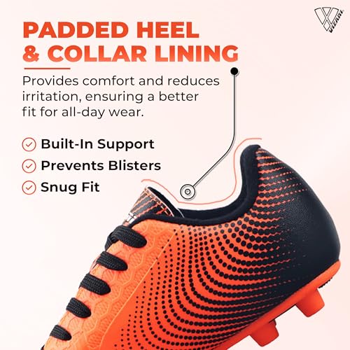 Image of Vizari Stealth Firm Ground Soccer Cleats - Lightweight, Sturdy, Comfortable for Kids and Youth - Excellent Traction, Cushioned Heel, Anti-Stretch Lining - Ideal for Boys and Girls
