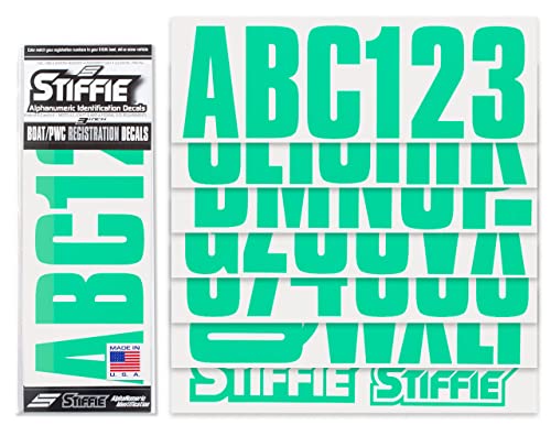 Image of STIFFIE Uniline Seafoam Green 3 inch Boat & PWC Registration Decals • Numbers Letters Stickers