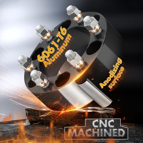 Image of dynofit 2in 6x5.5 Wheel Spacers for 1999-2026 Silverado Siera1500 Yukon | 2019-2026 Ram 1500, Forged Aluminum Spacers Set Kit Compatible with Chevrolet GMC Cadillac M14x1.5 Stud 108mm Center Bore