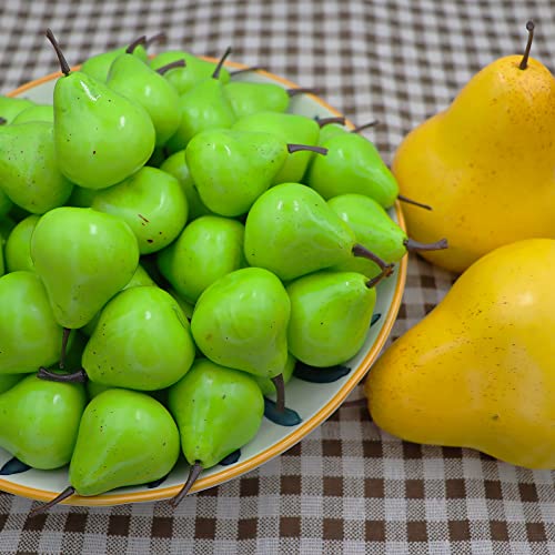 Wjboand 28Pcs Artificial Fake Simulation Realistic Fruit Mini Pear Photography Props Lifelike Party Home Kitchen Cabinet Shop Supermarket Decoration #TOP4