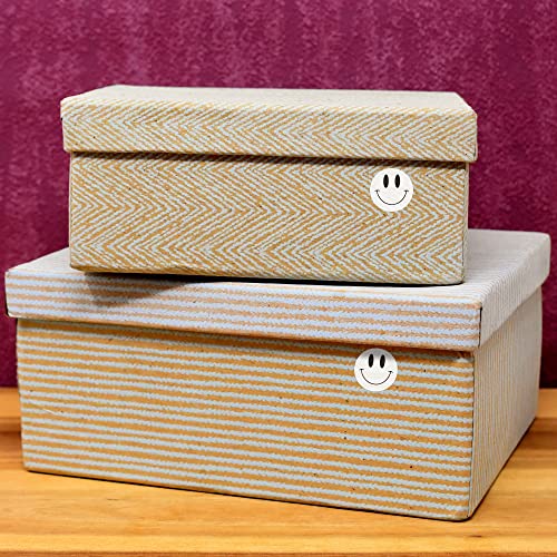 Hybsk Yellow Smiley Face Happy Stickers 1 Inch Round Circle Teacher Labels 1,000 Total Per Roll (White) #TOP5