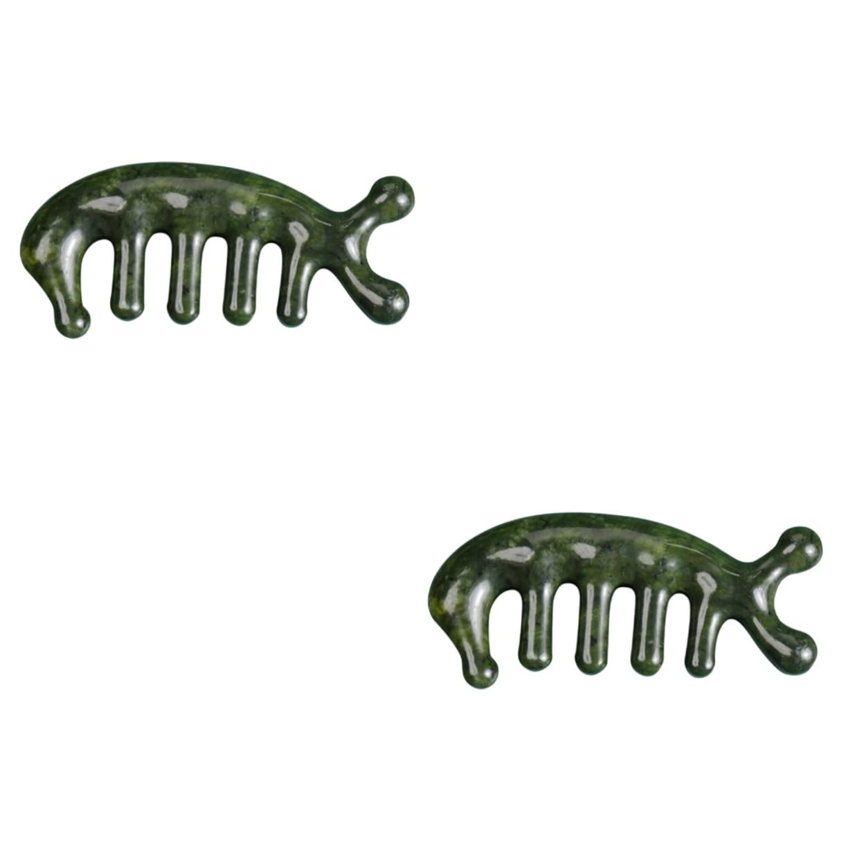 Beavorty 2pcs Jade Massage Comb Tool Massager Simple Massage Comb Jade Craft Massage Comb Handheld Massage Comb Reliable Massage Comb Creative Massage Comb Green