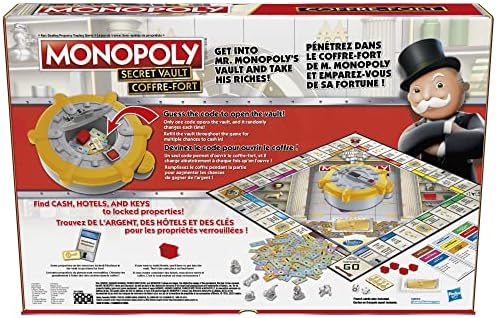 Monopoly Secret Vault Board Game for Kids Ages 8 and Up, Family Board Game for 2-6 Players, Includes Vault - English & French 4 51RJYg86vpL. AC