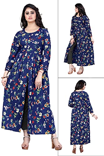Image of H.E HAMZA ENTERPRISER Printed Crepe Material Brown Western Dress For Women