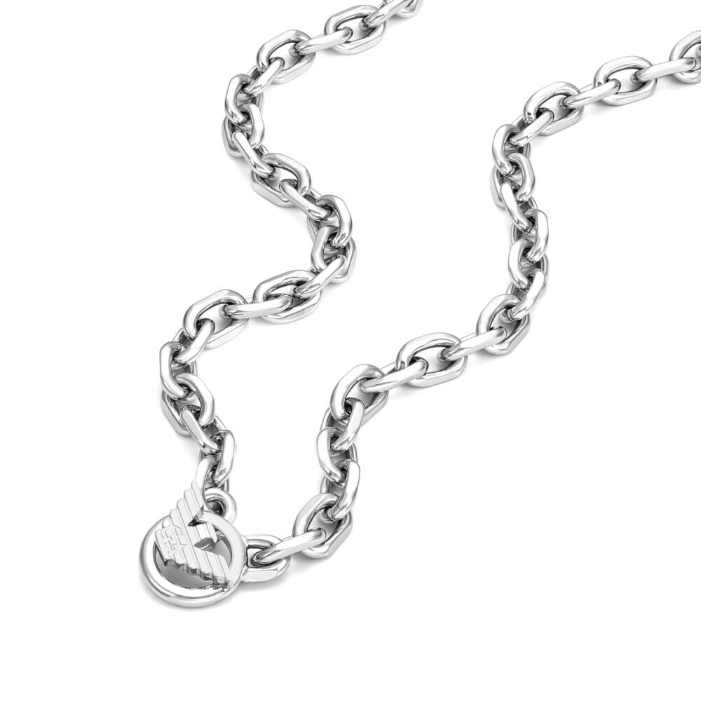 Emporio Armani Herren Silber-Ton Edelstahl Halskette, EGS3235040