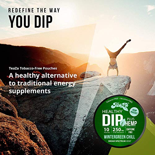 TeaZa Energy Smokeless Alternative with Hemp | Quit Chewing and Dipping Snuff | Nicotine and Caffeine Free Herbal Energy Pouch (Wintergreen Chill, 1 Pack)