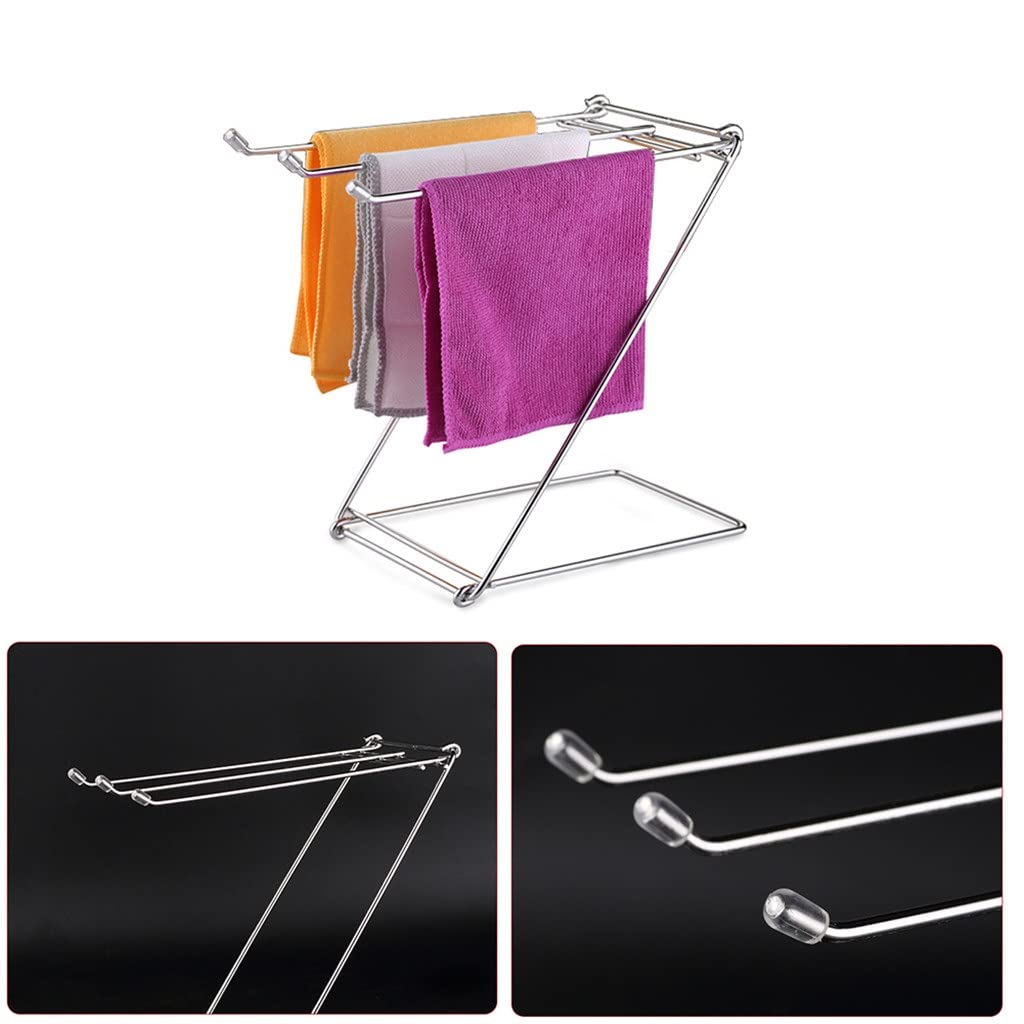 SLSFJLKJ Cuisine Salle de Bain Stable Support Antirouille Maison Porte-Serviettes Chiffons Pliable Vie Quotidienne Table en Acier Inoxydable sur Pied Vision