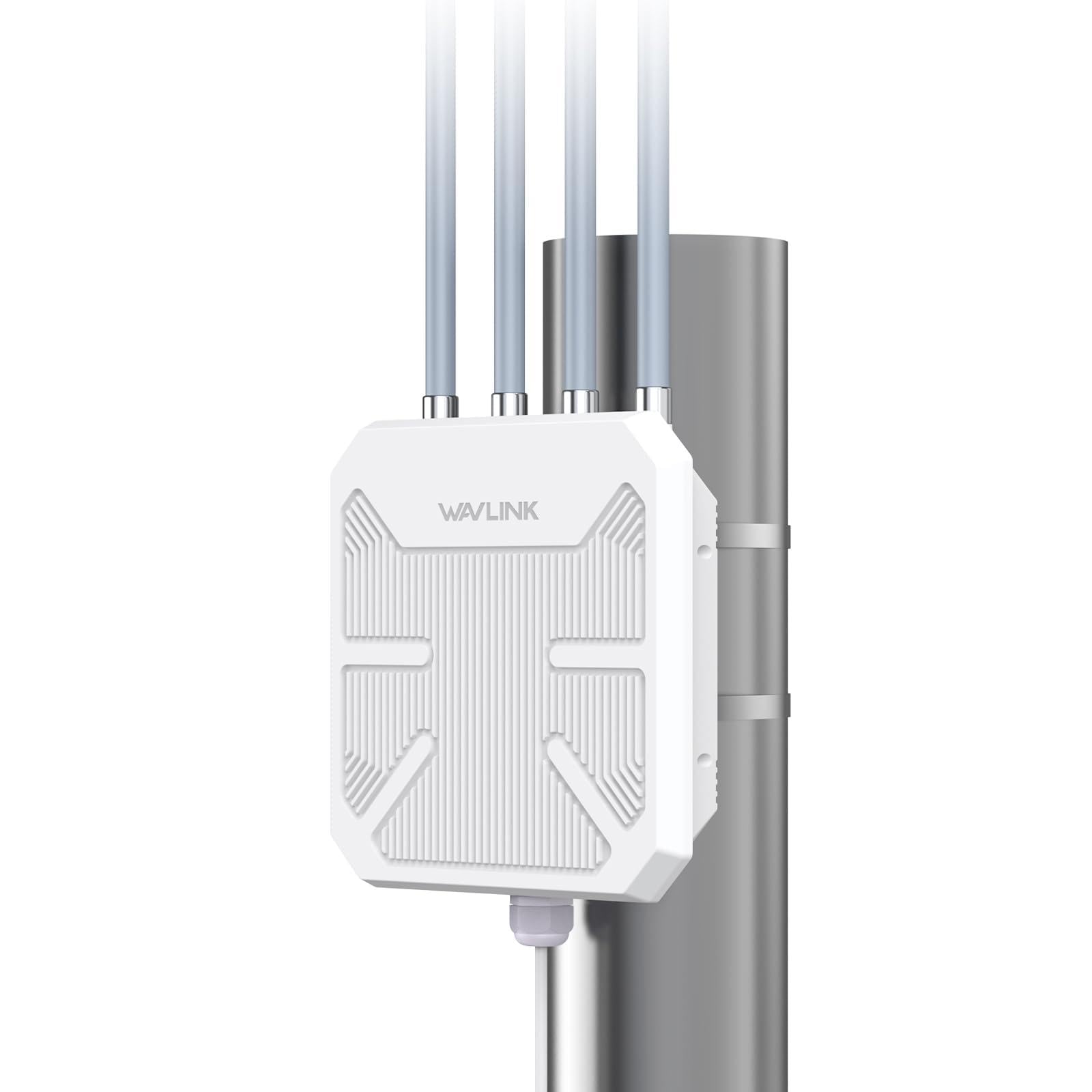 WAVLINK Outdoor WiFi 6 Mesh Verstärker - 1800Mbit/s Dual-Band (2,4G+5G) Outdoor Router & Access Point mit PoE, 4x8dBi Hochgewinn-Antennen, IP67 wetterfest, ideal für erweitertes WLAN im Außenbereich