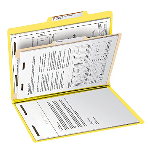 Smead 13704 Top Tab Classification Folder One Divider Four-Section Letter Yellow 10/Box #TOP7