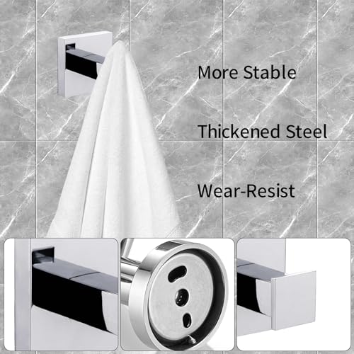 iBathUK Epsom Square Round Robe Hook, Stainless Steel Bathroom Towel Hook, Heavy Duty Wall Door Coat Hook Bedroom Kitchen- Chrome - Image 4