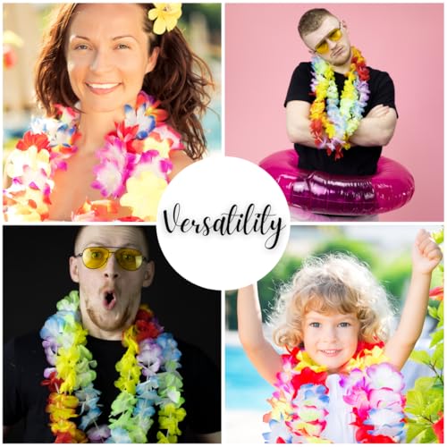 Image of VIROSA 12 Pieces Hawaiian Lei Flower Lei Luau Garland For Tropical Party Hen do Special Occasion Decorations