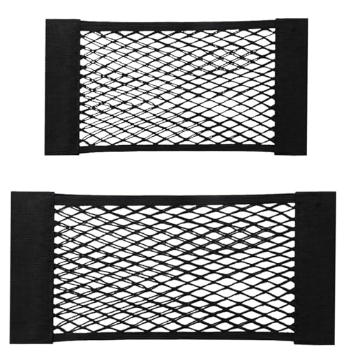 JCKD 2 Piezas Red Maletero de Coche, 60 X 25cm y 40 X 25cm Elástica de Almacenamiento, Bolsa de Organizador Tronco con Bolsillos, para Coches, Autocaravanas, Vehículos Utilitarios, Caravanas
