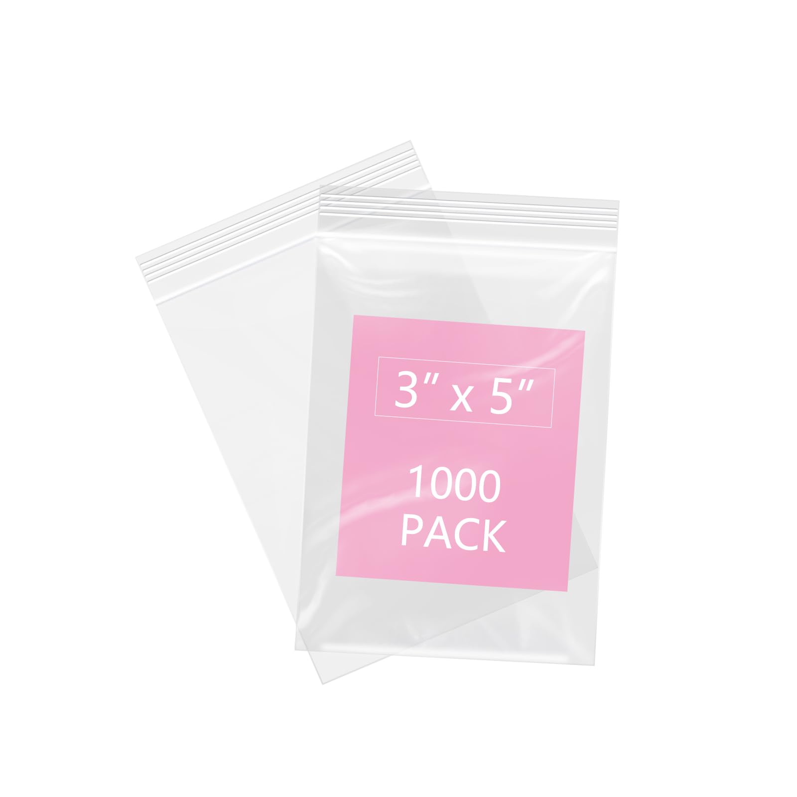iMailer - 1000 Pcs- 3" x 5" Clear Small Zip Bag - Reclosable Zip Plastic Poly Bags 2 Mil with Resealable Lock Seal Zipper for Photo, Jewelry, Bakery,