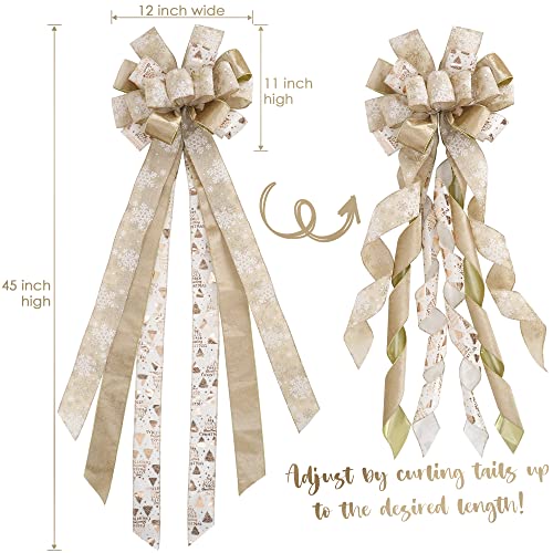 MEEDEE Champagner Weihnachtsbaumspitze Champagner Glitzer Weihnachtsschleifen 30,5 cm breit Samt Weihnachtsschleifen Gold… – Ansicht 4
