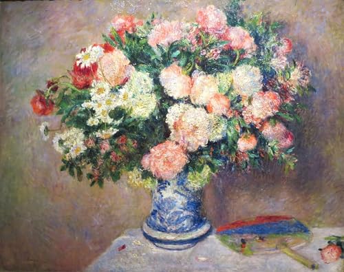 Tableau Toile Renoir Bouquet de fleurs et éventail japonais 60x90cm SERENDIPITP