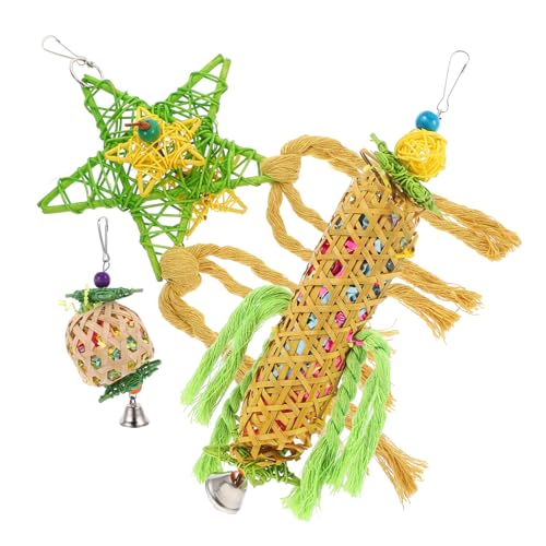 Abaodam 3個 鳥のおもちゃ シュレッダー カラフル 段ボール くちばしを研ぐおもちゃ 大きな鳥のコンゴウインコのおもちゃ 遊ぶ 歯 ペットオウムのおもちゃ オウムハンギングおもちゃ 論文