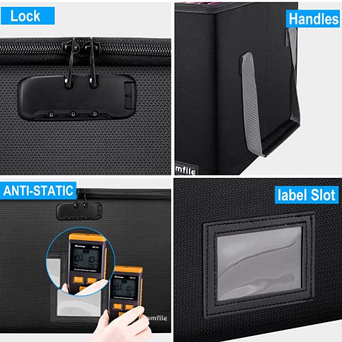 Tamfile File Organizer With Lock, Fireproof Document Box, File Storage Box, Bankers Boxes With Lid, Document Organizer For Hanging Letter/Legal Folder, Collapsible Portable Filing Box For Home Office #TOP5