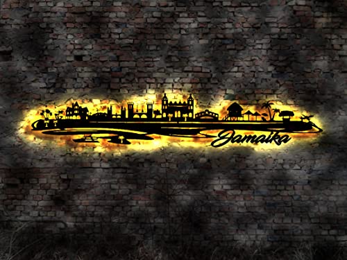 Skyline Jamaika tableau bois LED de prestige avec carte AK