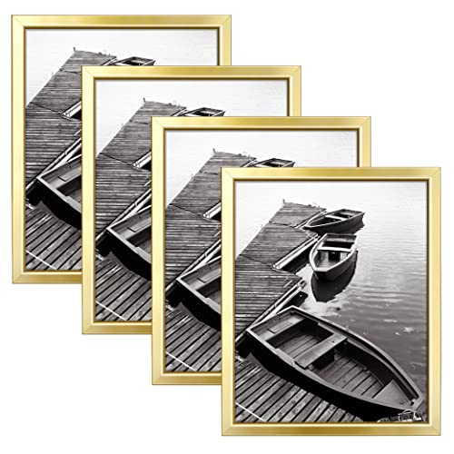 Giverny 8X10 Picture Frames Set Of 4, Gold Photo Frames For Wall Or Tabletop Display, Simple Design Glossy Finish Frame Perfect For Home Decoration, Office, Hotel And Various Ceremonies Praties #TOP7