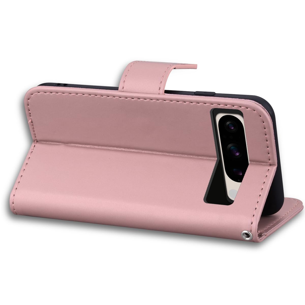 Custodia A Libro Con Portafoglio Per Google Pixel 8 - Motivo Floreale Rosa Con 8 Slot Carte - 3