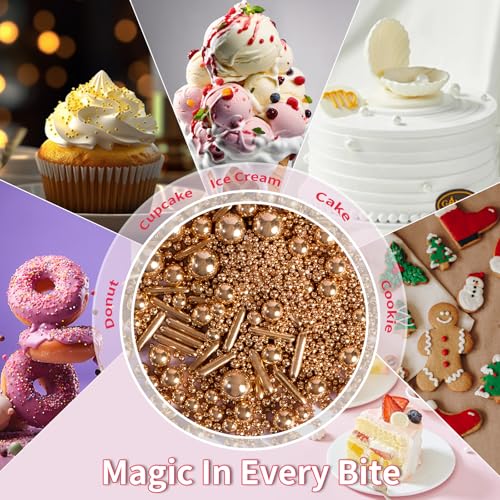 Image of Edible Cake Decorations Set - Sugar Pearls, Nonpareils & Candy Eyes, Baking Sprinkles for Wedding, Birthday & Party, Assorted Colors (White, Red, Pink, Blue) (White Party)