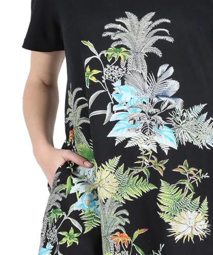 Image of LA CERA Women's Cotton Sun Dresses A-Line with Scoop Neck, Short Sleeves, Side Pockets, Floral Patterns, Machine Wash
