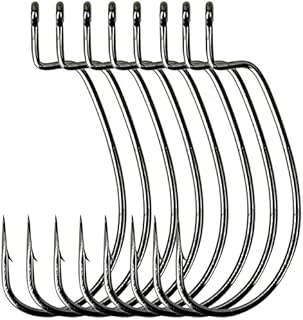Angler's Grotto EWG Offset Shank Worm Hook | 15/25 Count Per Pack | Freshwater Saltwater Fishing Hooks | High Carbon Steel Extra Strength | Size #1#1/0#2/0#3/0#4/0#5/0